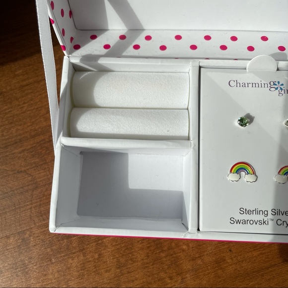 STERLING SILVER SWAROVSKI CRYSTAL STUDS & RAINBOW COLORFUL EARRINGS - Picture 3 of 7